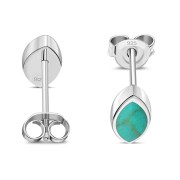 Turquoise Lens Shaped Sterling Silver Stud Earrings